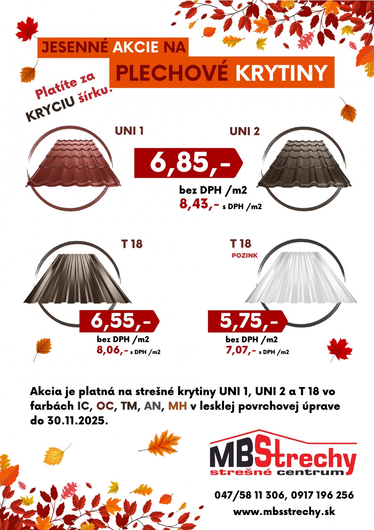 Jesenné akcie na plechové krytiny