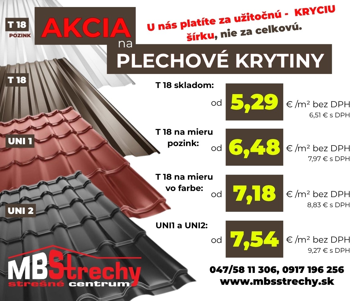 Sezónna akcia na plechové krytiny v MBS Strechy